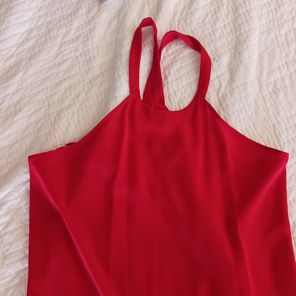 Ruby Red BCBGMaxAzria Halter/Racer Back Mini Cocktail Dress w/ Slit Womens Large - Picture 3 of 7